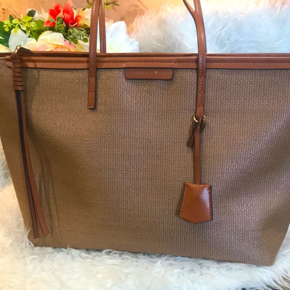 Charles & Keith -Accent Canvas Double Handle Bag - image 1